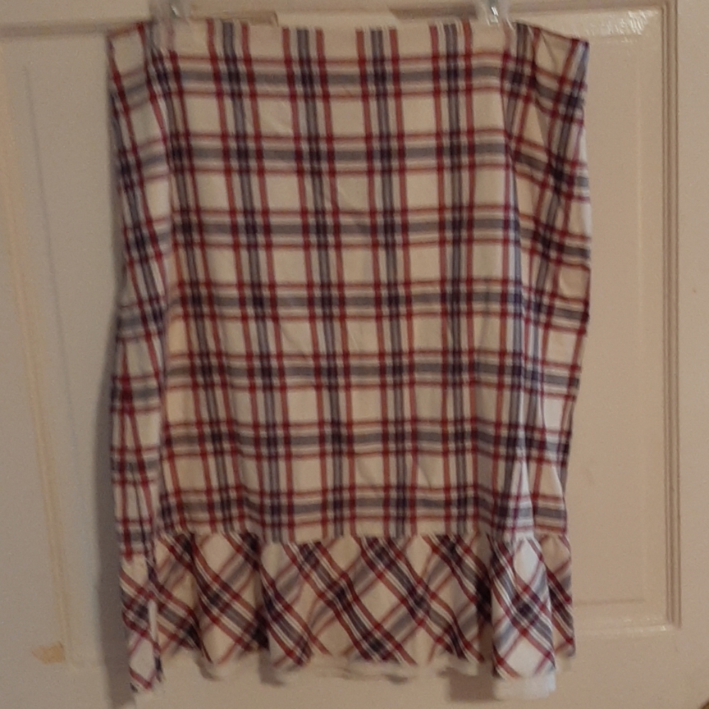 Adorable red, navy and white knee length skirt